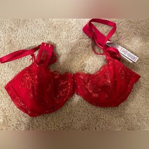 Unlined Red Lace Bra